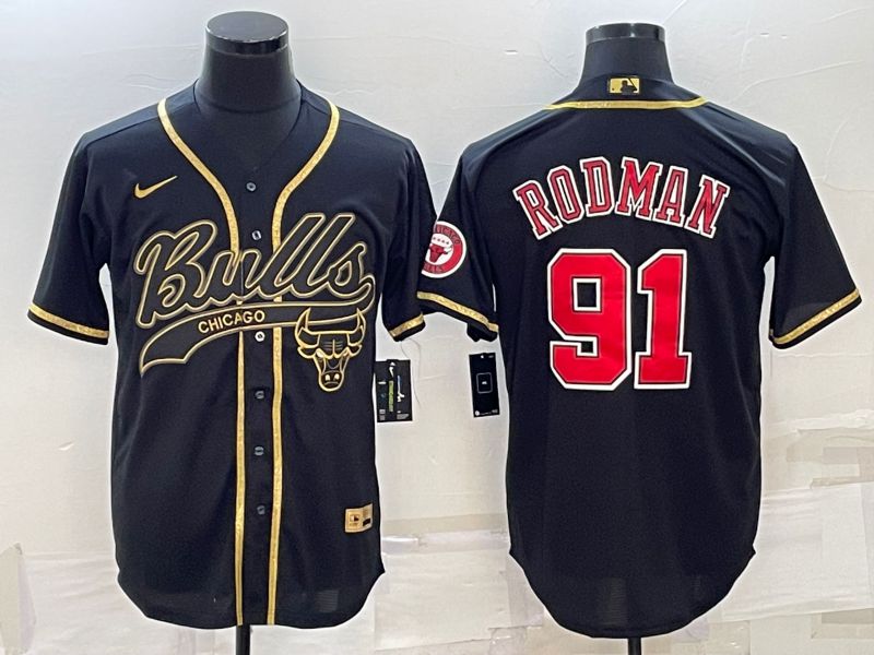 Men Chicago Bulls #91 Rodman Black 2022 Nike Co branded NBA Jerseys